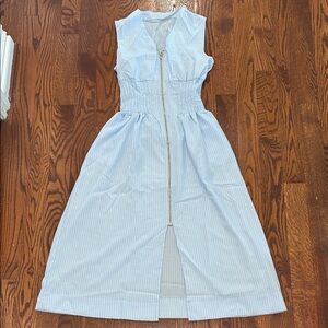 Blue Striped Sleeveless Dress